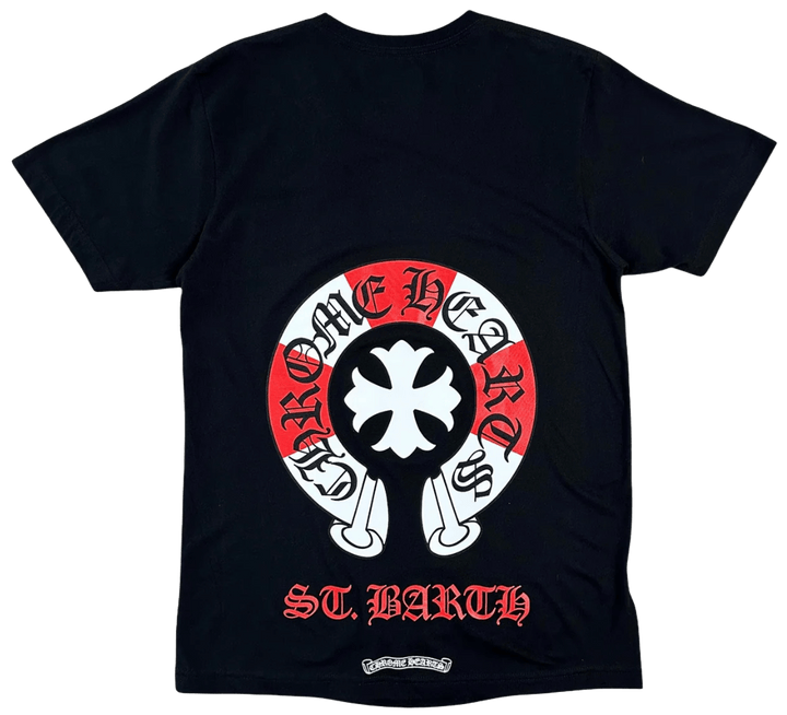 Chrome Hearts 'St Barth's Exclusive' Red/White Horseshoe Black Tee