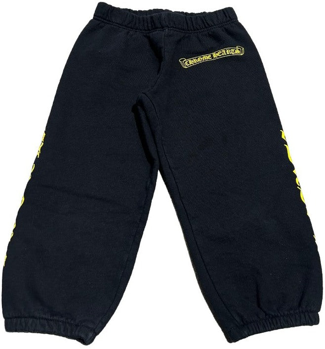 Chrome Hearts Kids 'Black/Yellow' Scroll Logo Sweatpants