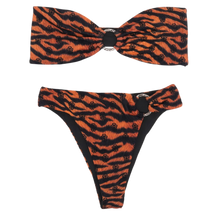 Chrome Hearts Dipped in Blue 'Orange Tiger' Bandeau Bikini Set