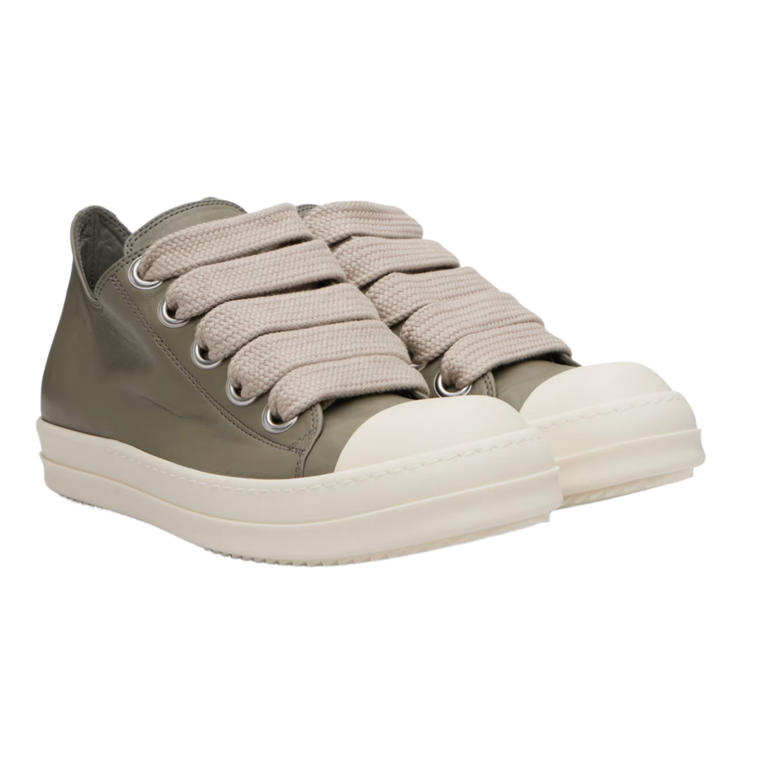 Rick Owens Dark Pearl Leather Jumbo Lace Low Sneakers