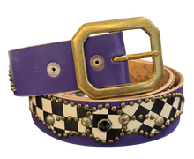 Studded 'Black White Checkered Gem' Purple Belt