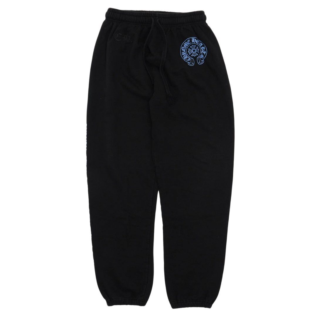 Chrome Hearts 'Online Exclusive Blue Horseshoe Script' Black Sweatpants