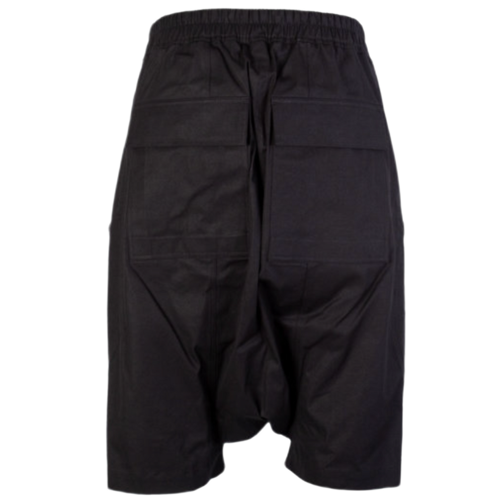 Rick Owens 'Black' Drop Crotch Drawstring Cargo Shorts