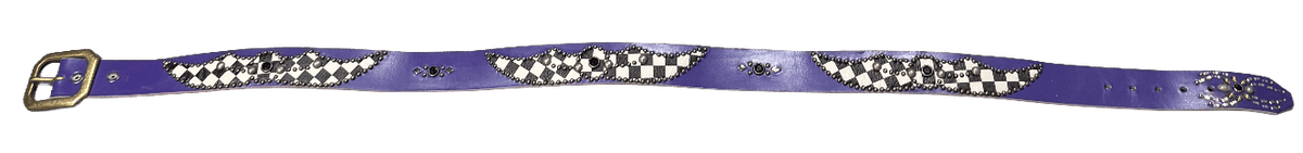 Studded 'Black White Checkered Gem' Purple Belt