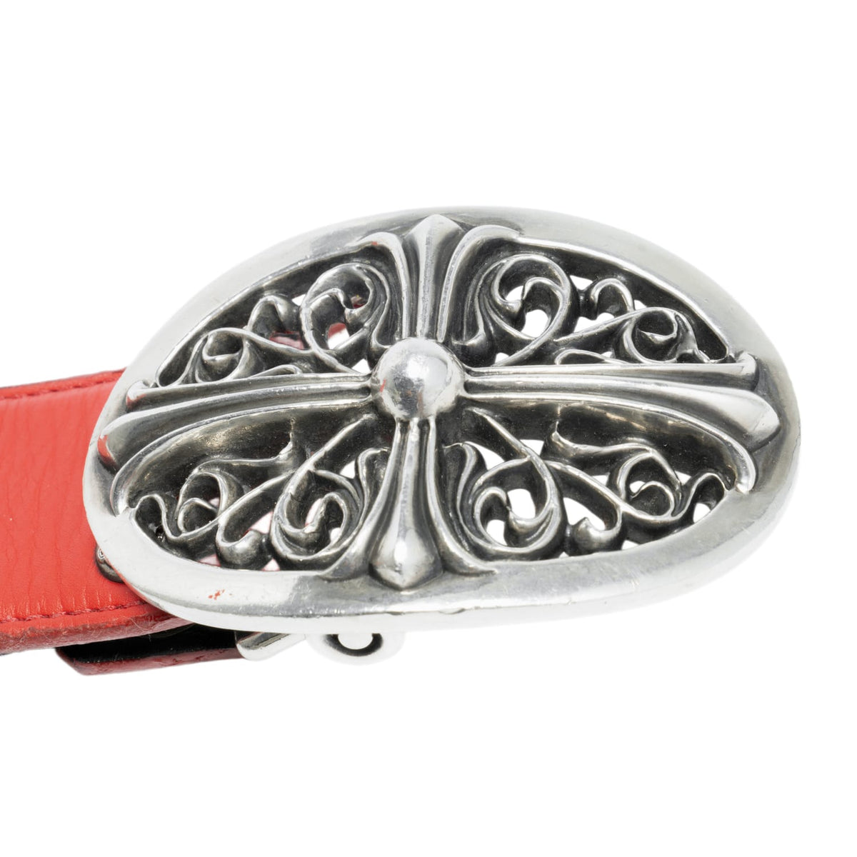 Chrome Hearts 'Red' Small Oval Leather Belt