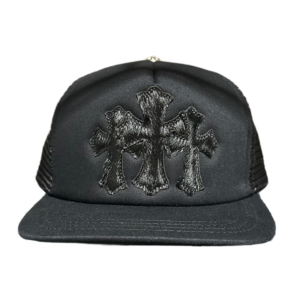 Chrome Hearts 'Black Calf Hair' Triple Cross Trucker Hat