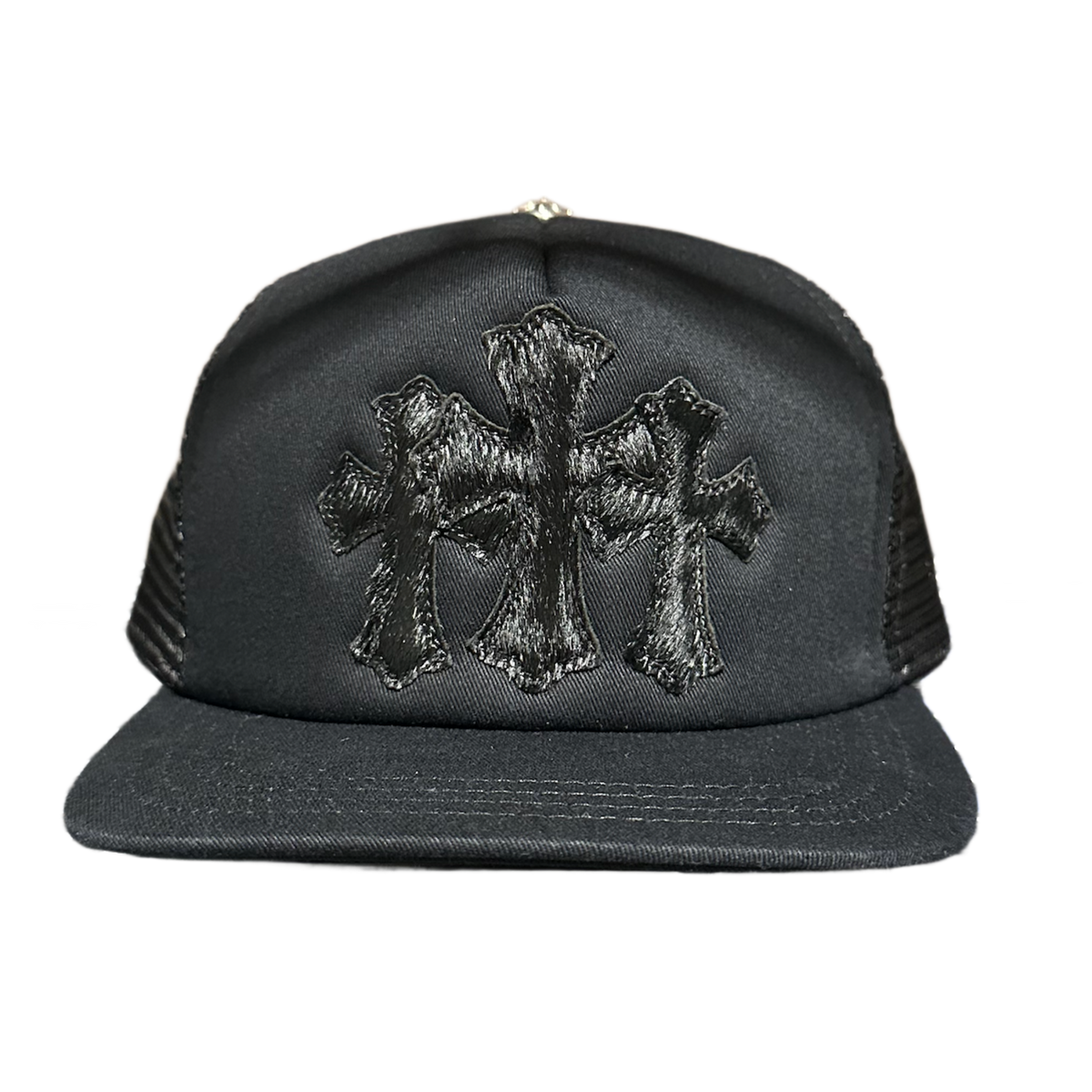 Chrome Hearts 'Black Calf Hair' Triple Cross Trucker Hat