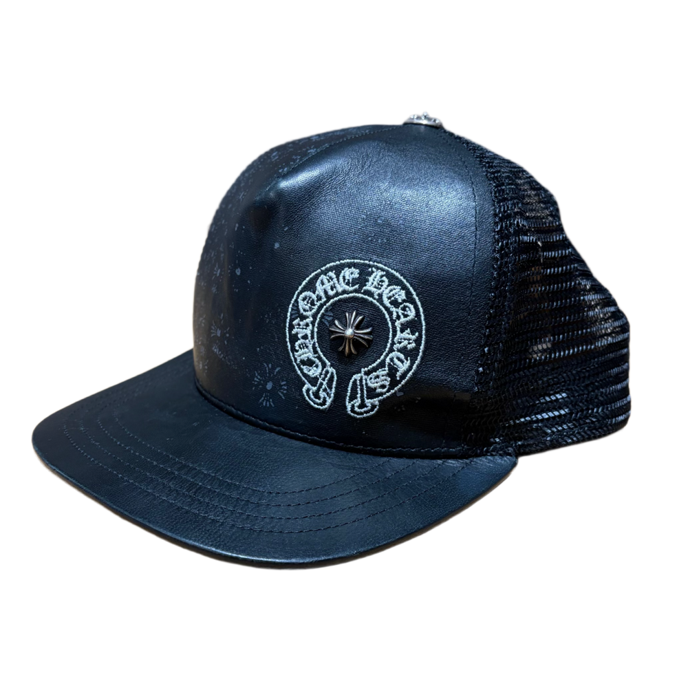 Chrome Hearts 'Black' Leather Plus Cross Hat