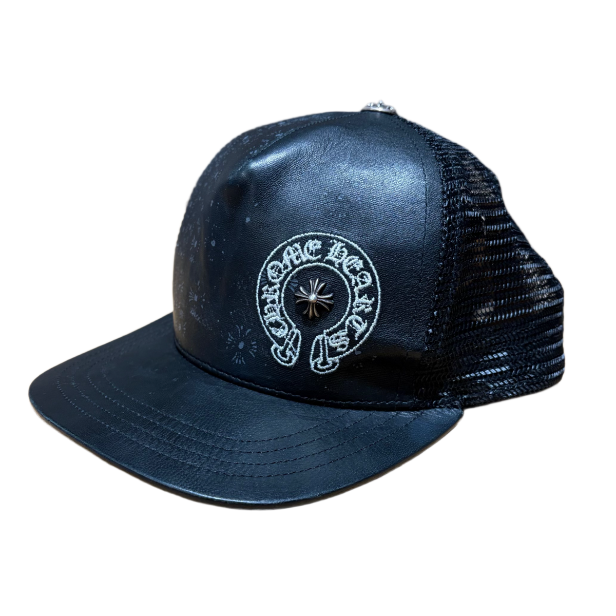 Chrome Hearts 'Black' Leather Plus Cross Hat