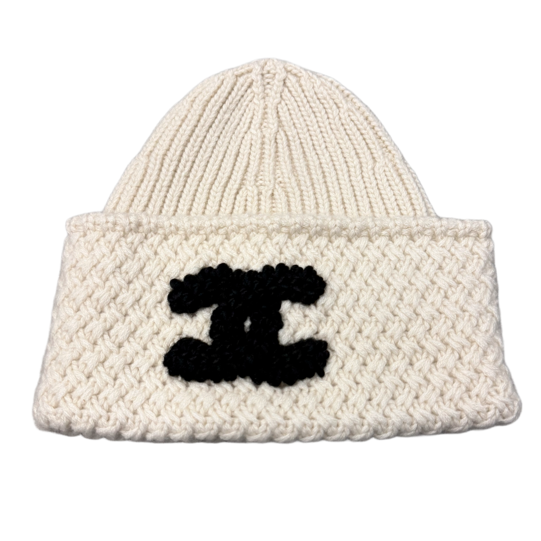 Chanel 'White' CC Cashmere Knit Beanie