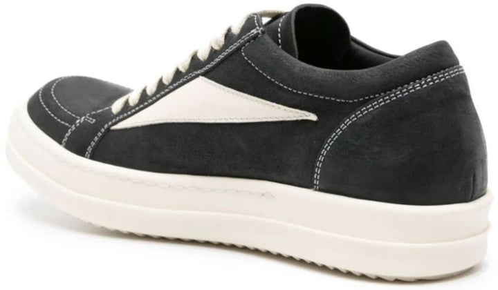 Rick Owens 'Black' Nubuck Suede Vintage Low Sneakers