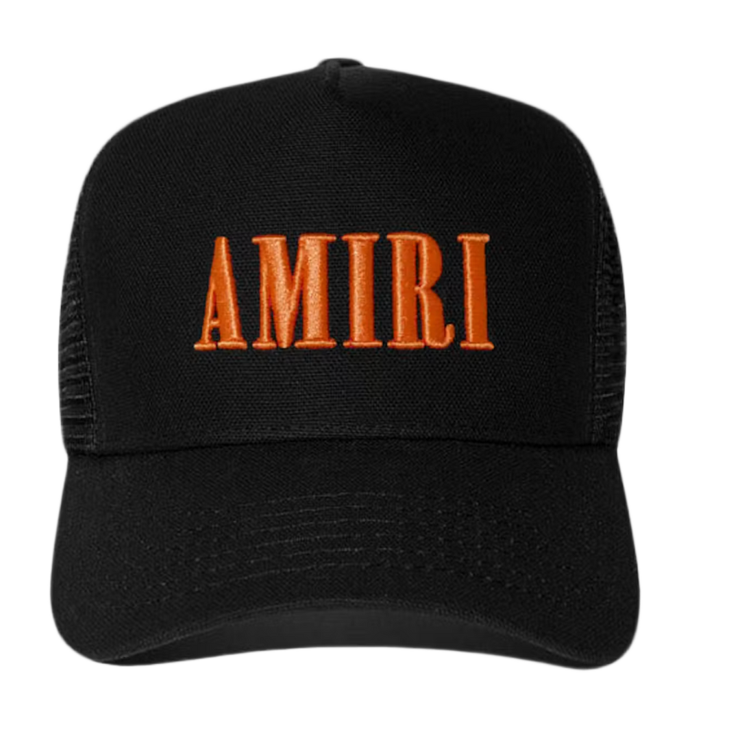 Amiri 'Black' Core Logo Trucker Cap