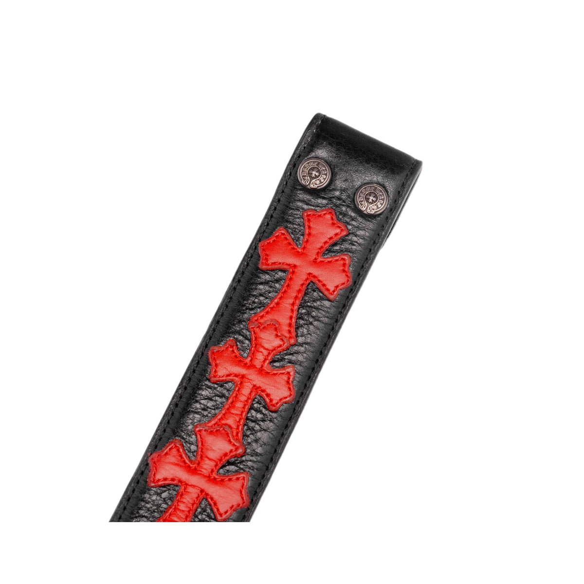 Chrome Hearts 'Red' Leather Cross Patch Cemetery Belt Strap