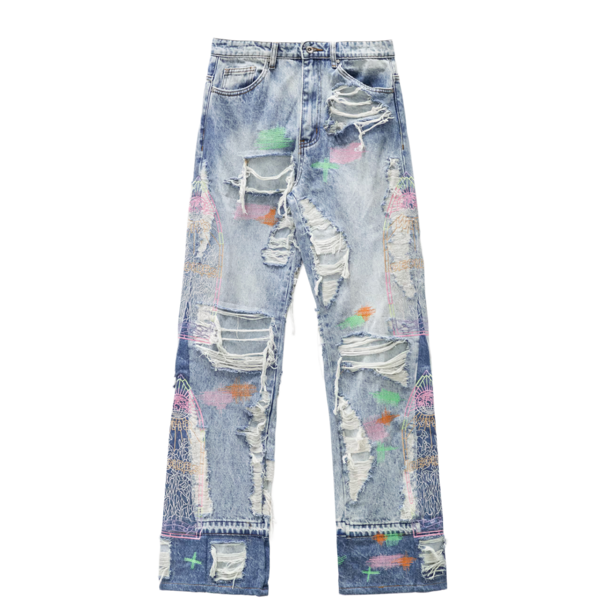 Who Decides War 'Technicolor Embroidery 'Blue Denim Jeans