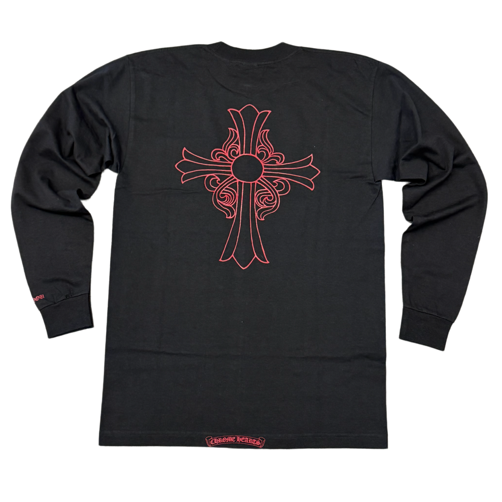 Chrome Hearts 'Red Hairy Cross' NYC Black Vintage Longsleeve Pocket Tee