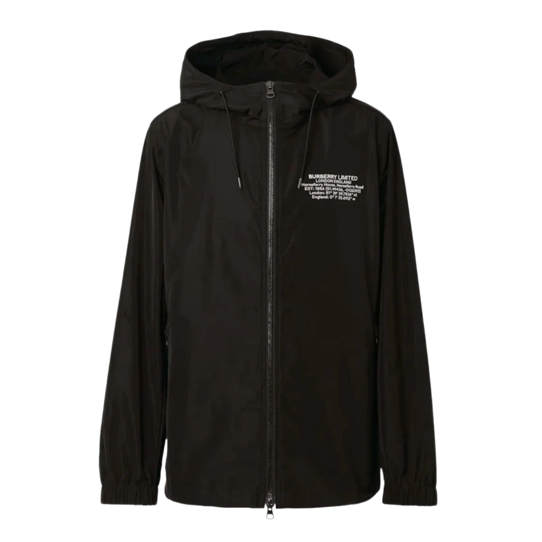 Burberry 'Black Horseferry Print Nylon Hooded' Zip-up Jacket