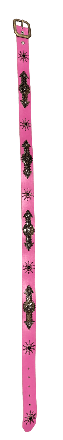 Studded 'Brown Snakeskin/ Sun Gem' Pink Belt