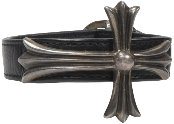 Chrome Hearts 'Big Cross' Leather Bracelet