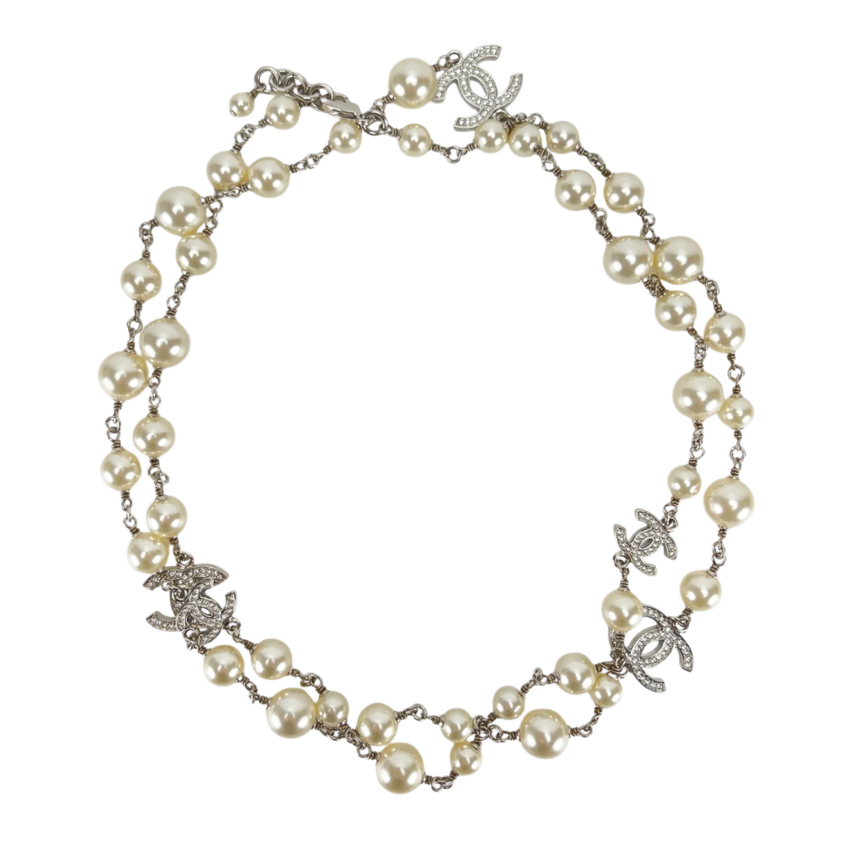 Chanel Graduated Pearl Crystal Long Necklace