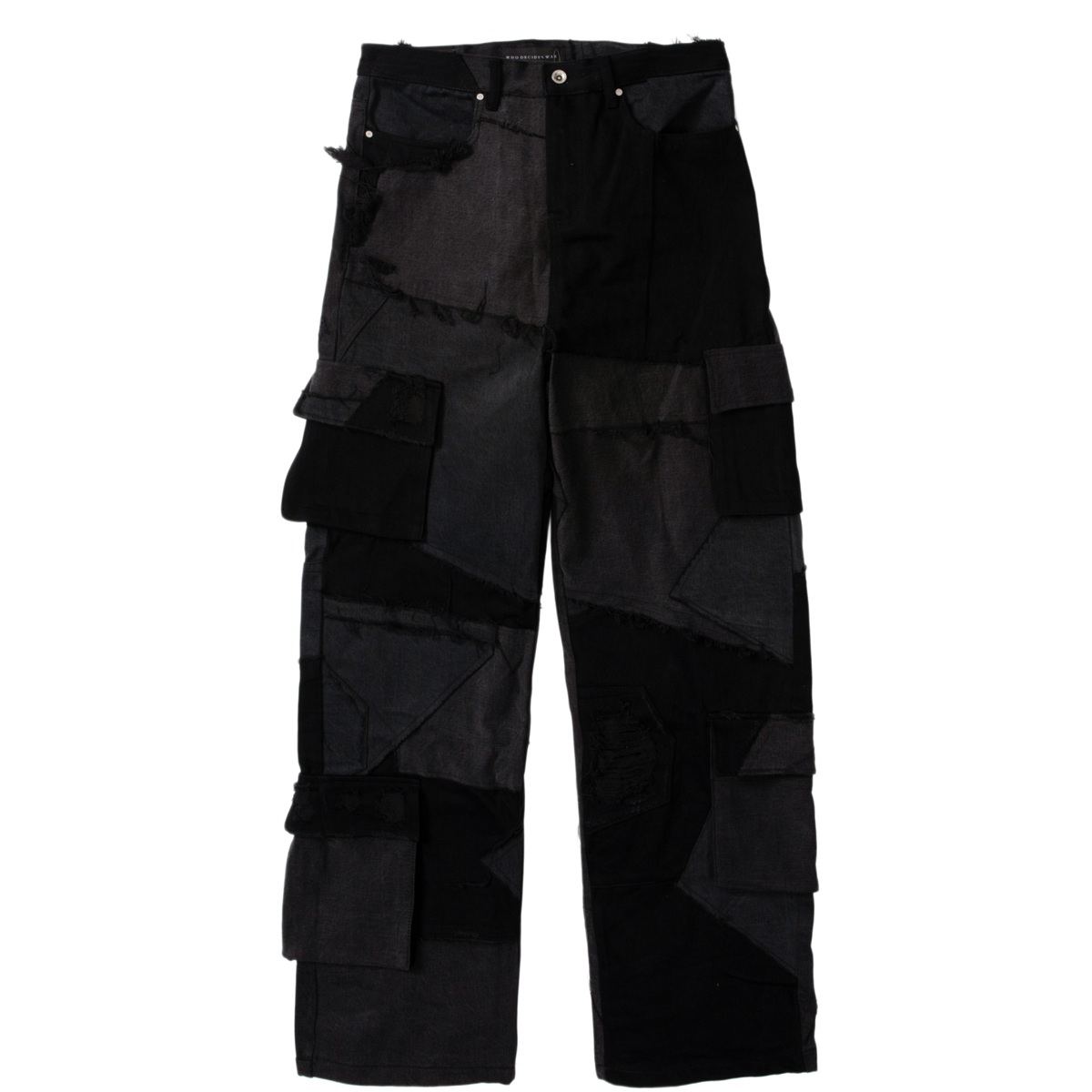 Who Decides War 'Black' Destroyed Paneled Cargo Pants