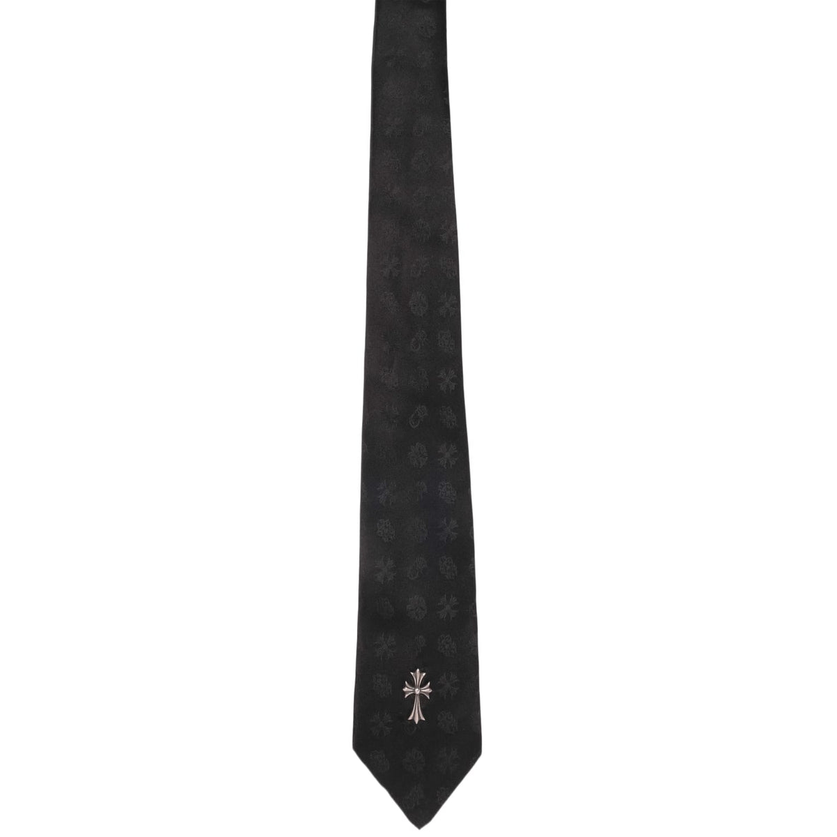 Chrome Hearts 'Silver Cross' Black Monogram Silk Tie
