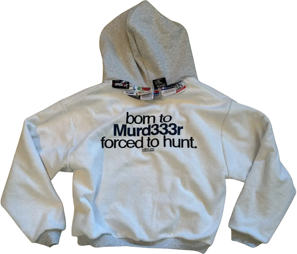 Murd333r.fm x Greedy Unit 'Hunter' Grey Zip Up Hoodie