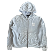 Amiri Light Blue Core Logo Shotgun Zip Up Hoodie