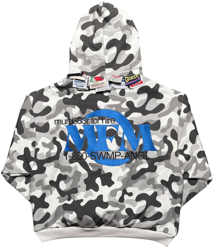 Murd333r.fm x Greedy Unit 'White Camo' Zip Up Hoodie