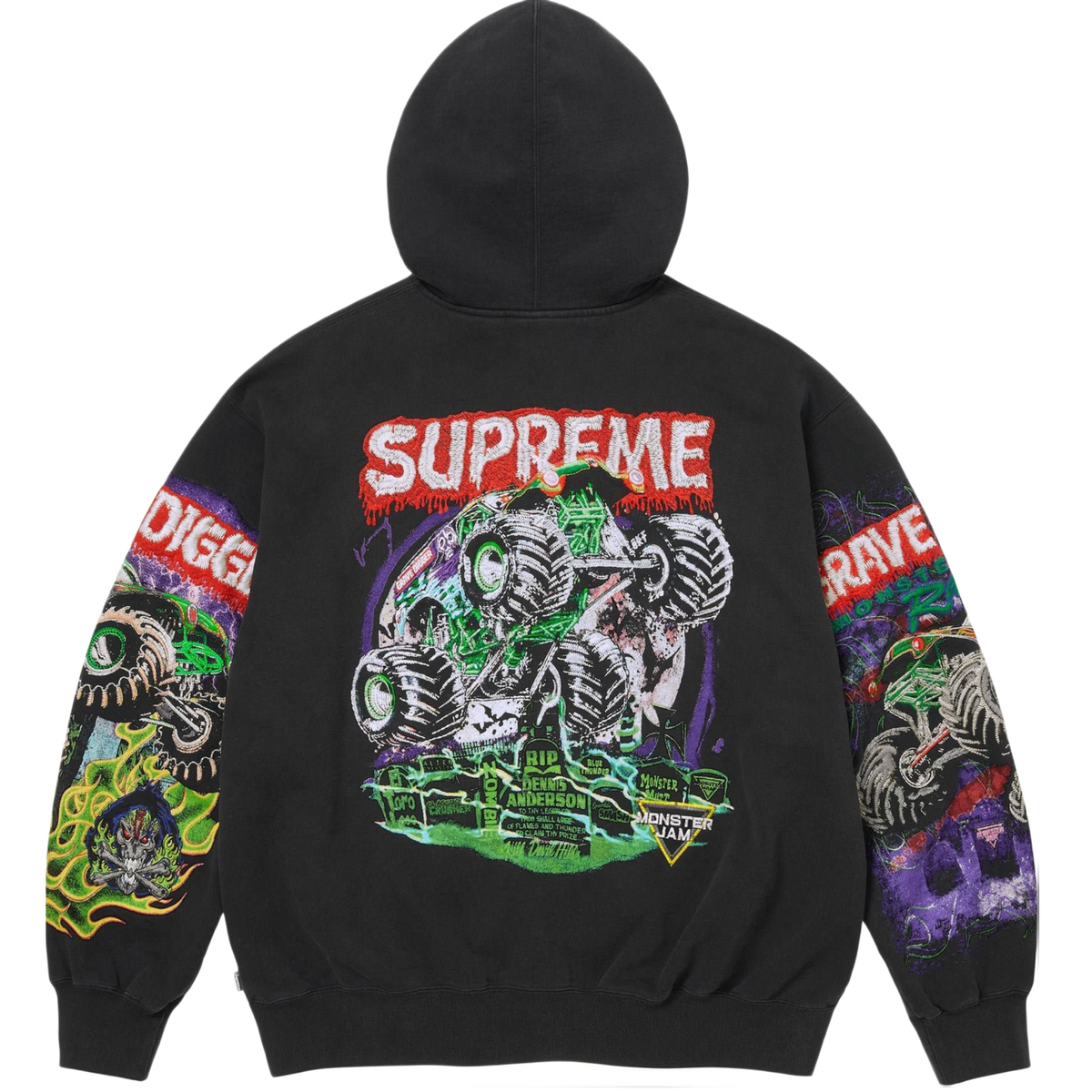 Supreme 'Black' Grave Digger Zip Up Hoodie
