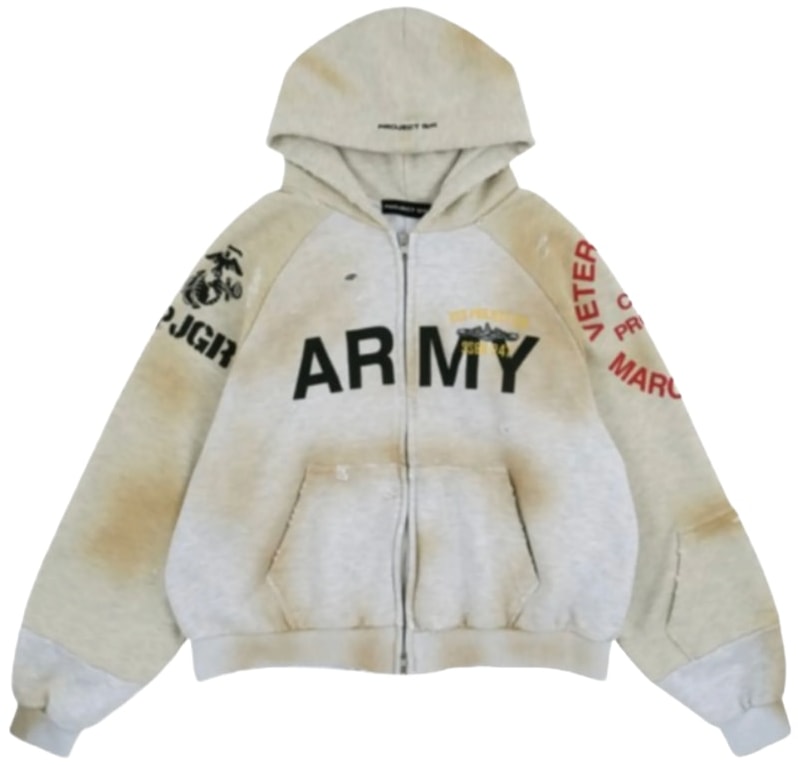 Project G/R 'Dirty Melange' Reconstructed Folded Zip Hoodie