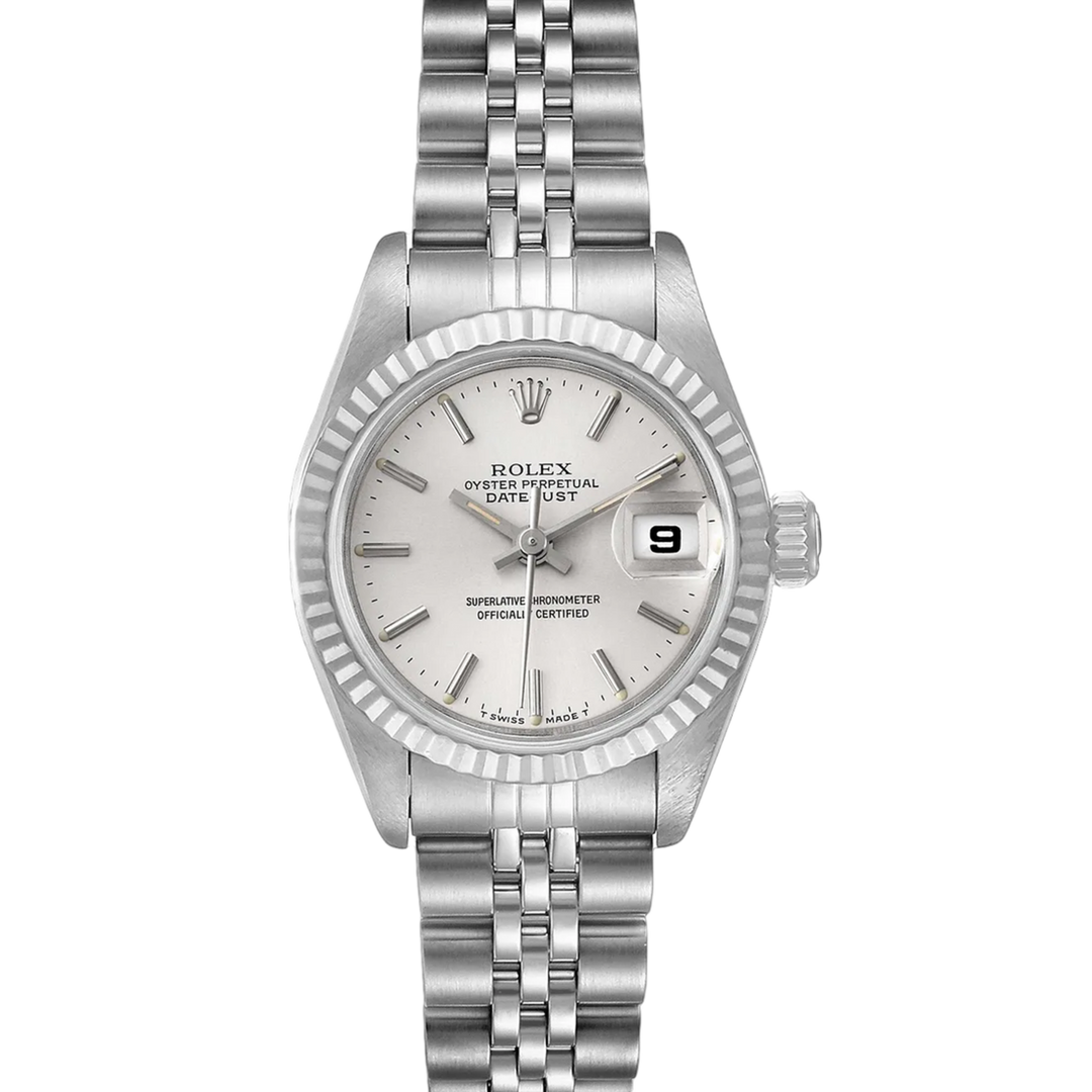 Rolex Lady Datejust 'Silver Index' Fluted Jubilee Steel Watch 26 79174