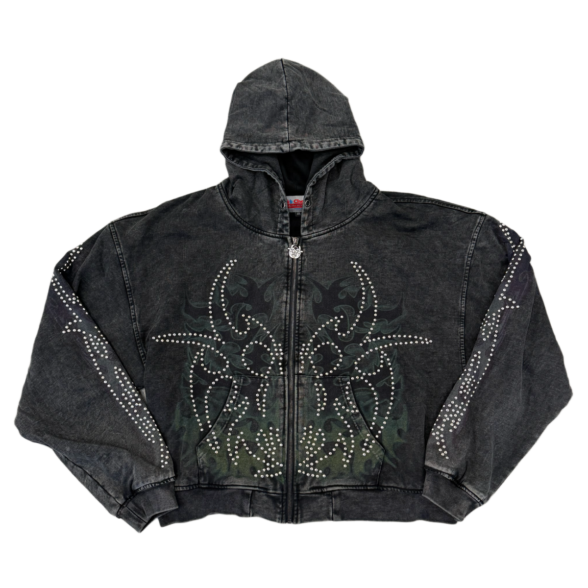 Chew Forever 'Studded Roach' Washed Black Zip