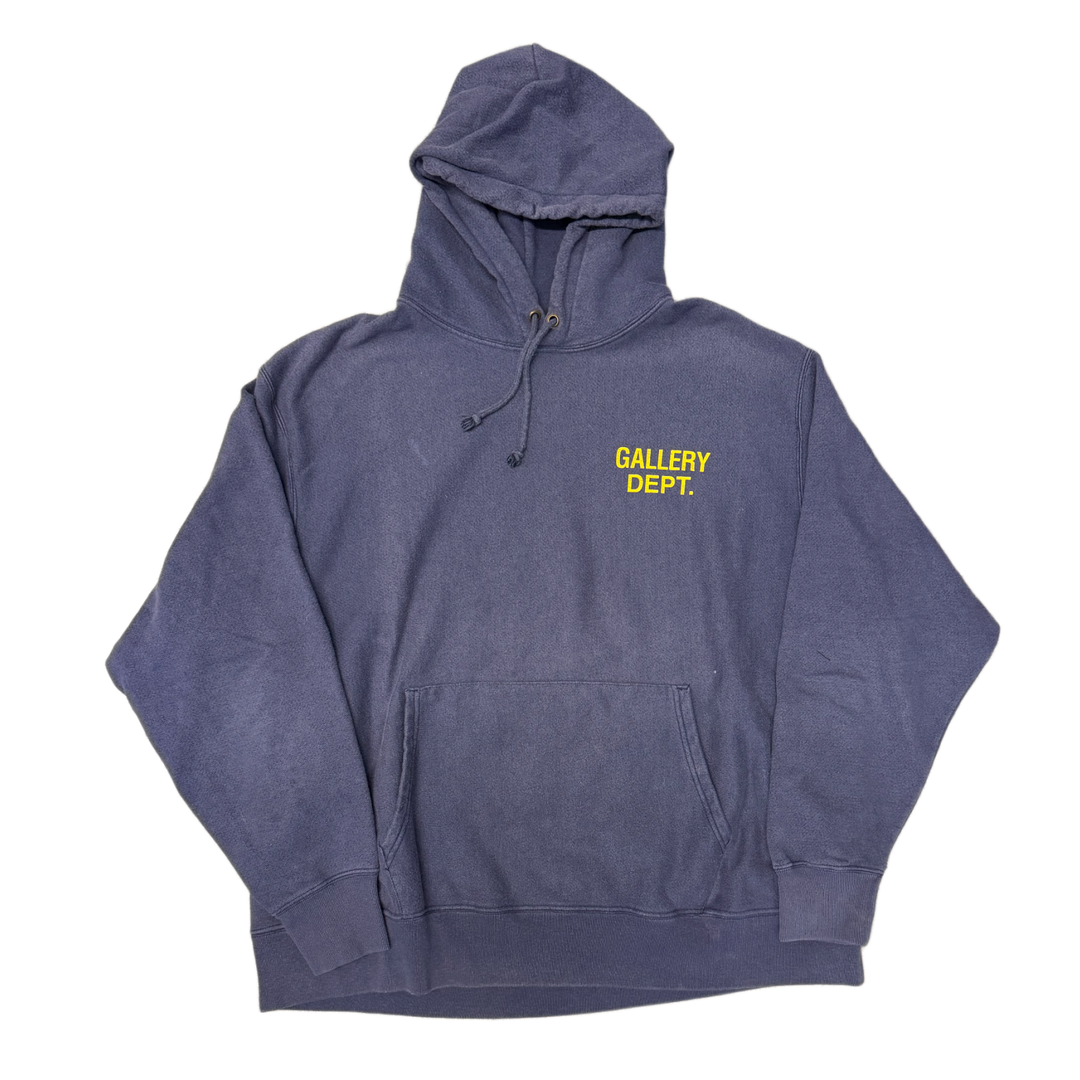 Gallery Dept. 'Yellow Logo' Washed Navy Hoodie