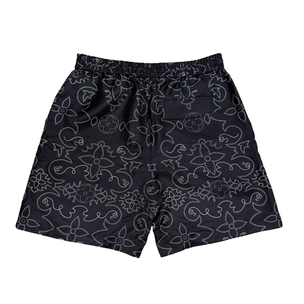 Louis Vuitton 'Arabesque' Printed Black Silk Shorts