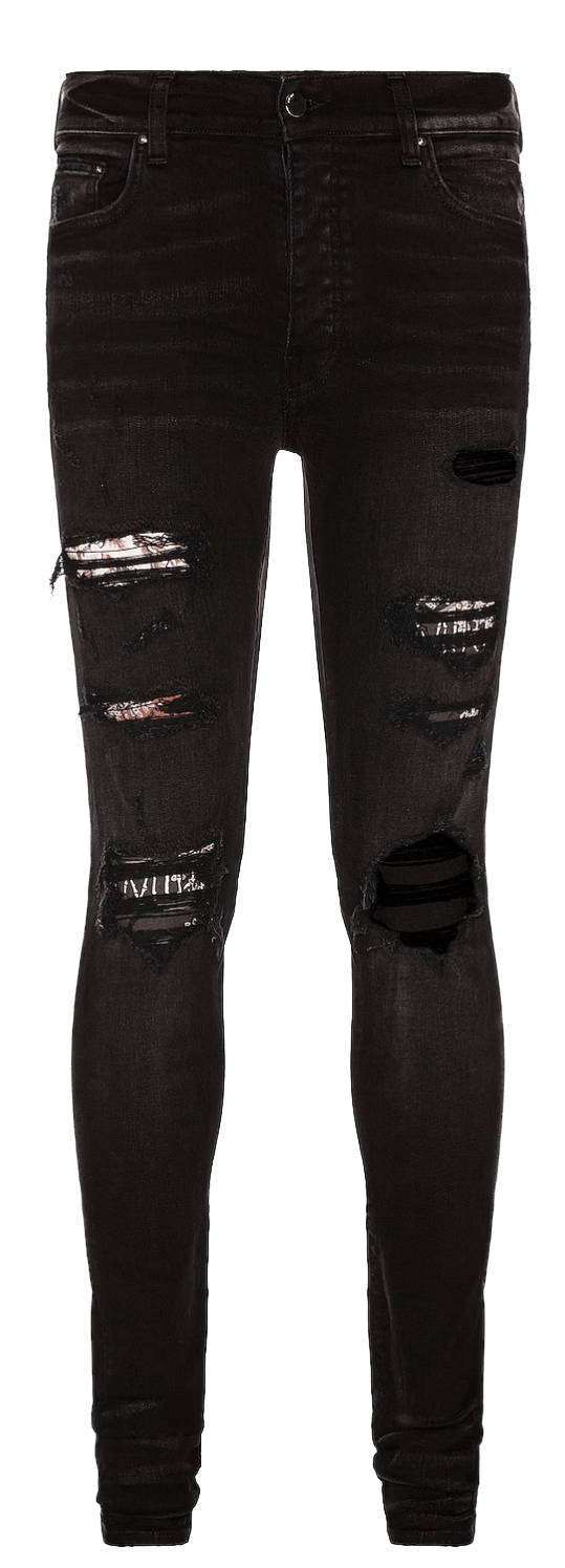 Amiri 'Hibiscus Artpatch' Black Jeans