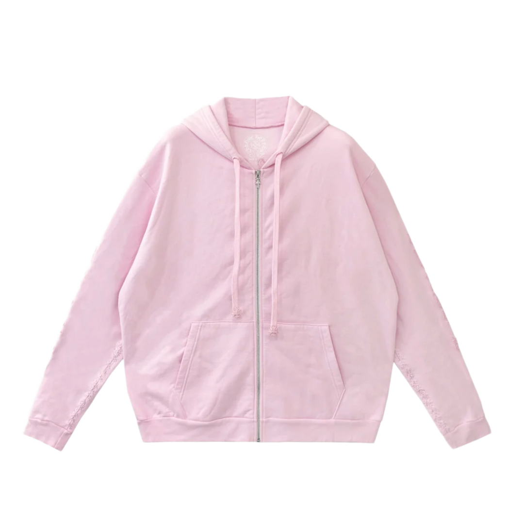 Chrome Hearts 'Pink Vine Dagger' Beaded Zip Up Hoodie