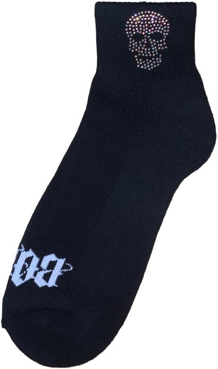 Bossi 'Single Skull' Rhinestone Black Socks