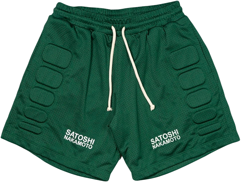 Satoshi Nakamoto 'Moto' Green Mesh Shorts