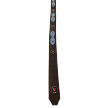 Studded 'Blue/Red Denim' Black Gem Leather Belt
