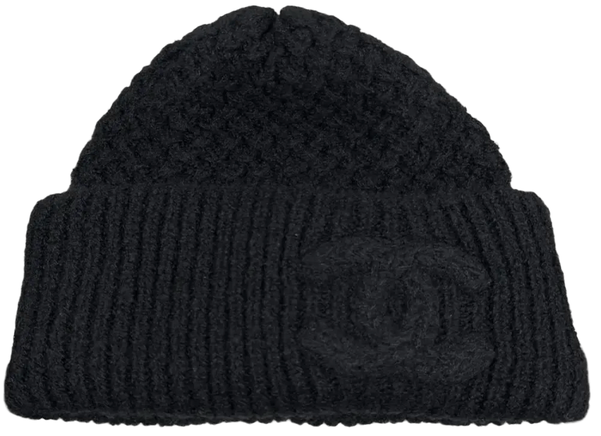 Chanel Cashmere 'Triple Black CC Logo' Beanie