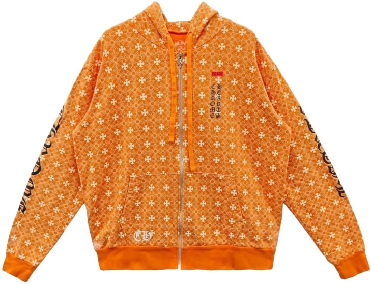 Chrome Hearts Miami 'Horseshoe' Zip Up Hoodie Motif Orange