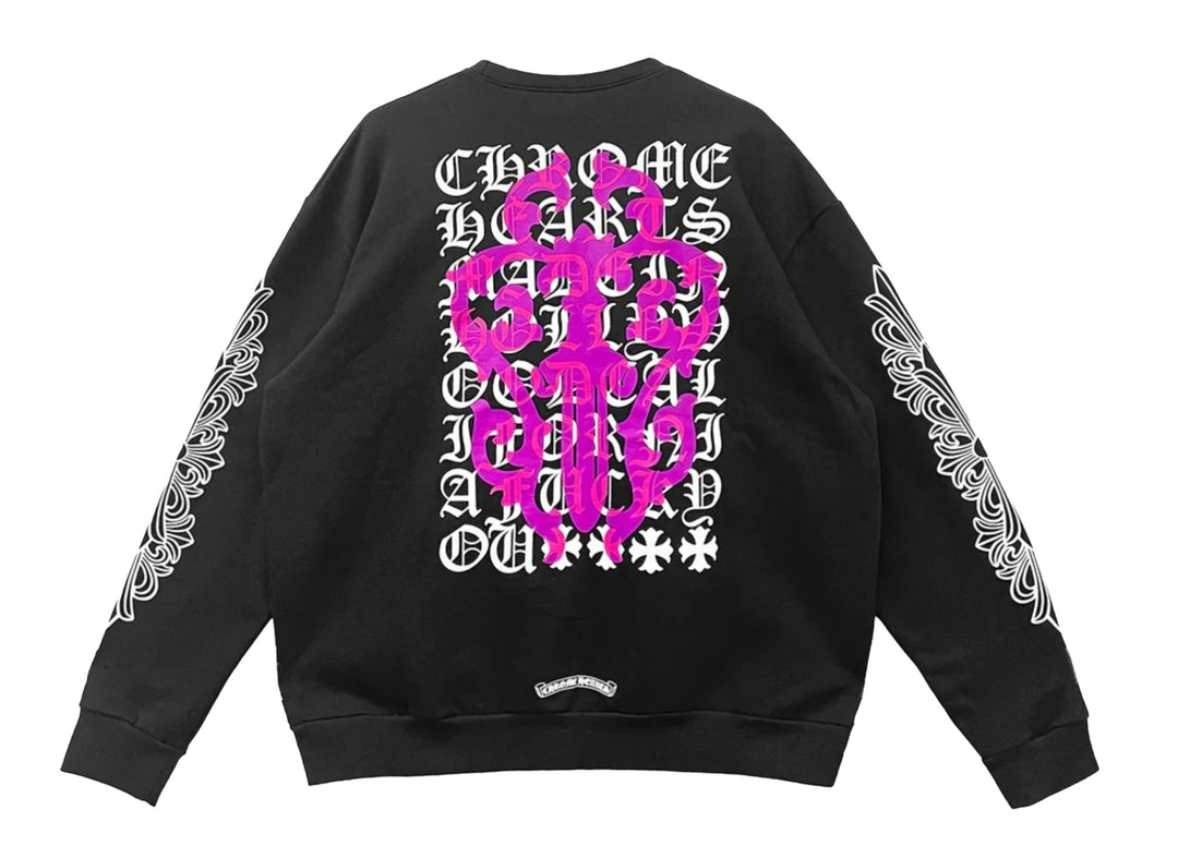 Chrome Hearts 'Pink Dagger' Black Crewneck