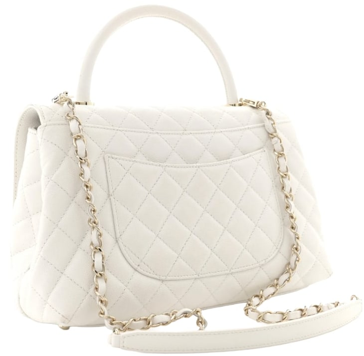 Chanel 'White' Caviar Quilted Coco Handle Flap