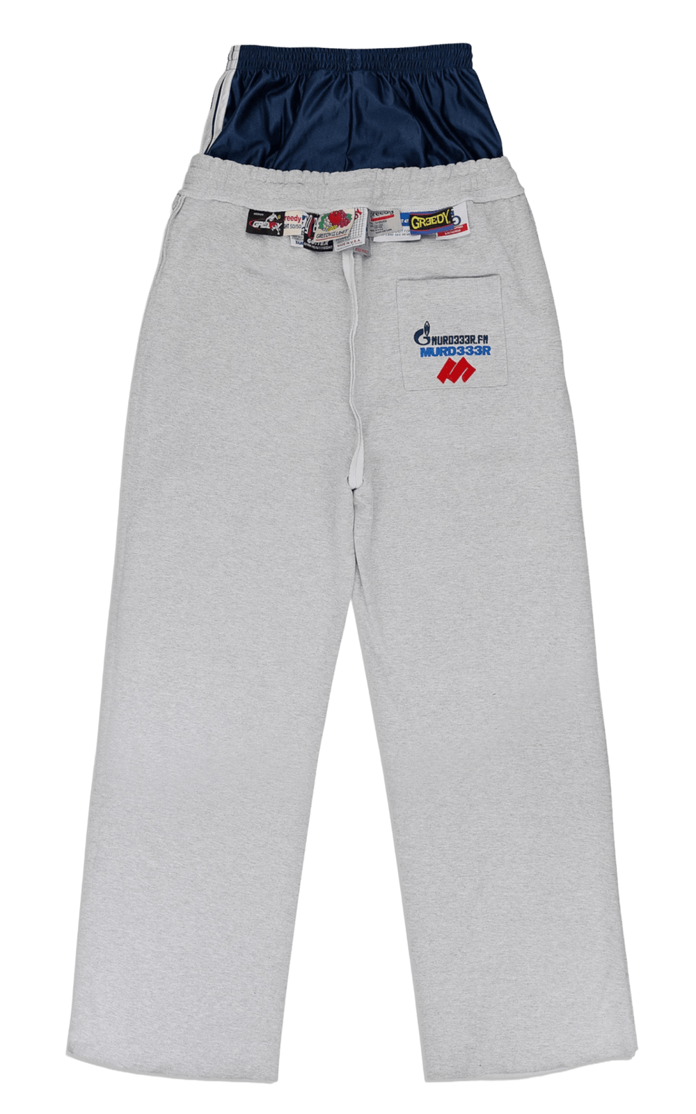 Murd333r.fm x Greedy Unit 'Hunter' Grey Layered Sweatpants