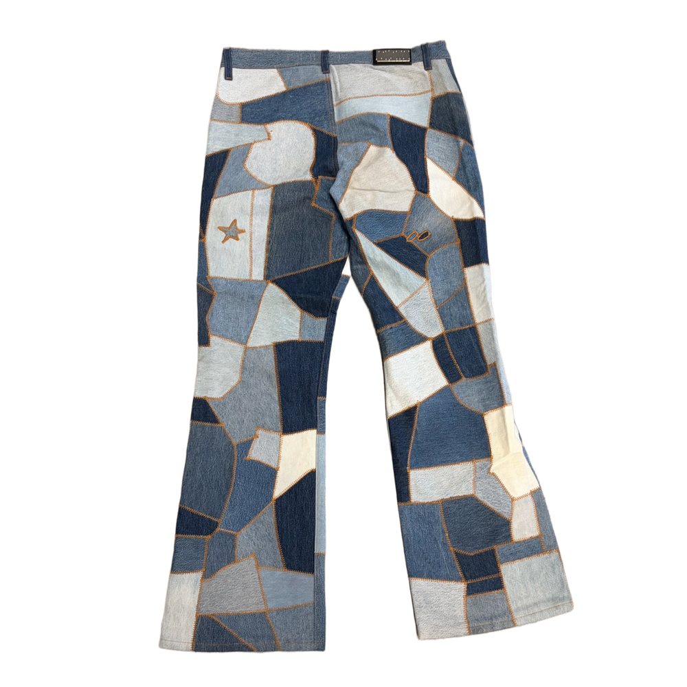 Earthling VIP 'Blue' Body Shop Patchwork Flare Jeans