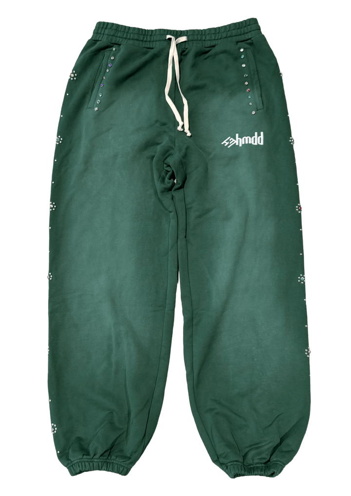 Happy Memories Don't Die HMDD 'Green Flower' Studded Sweatpants
