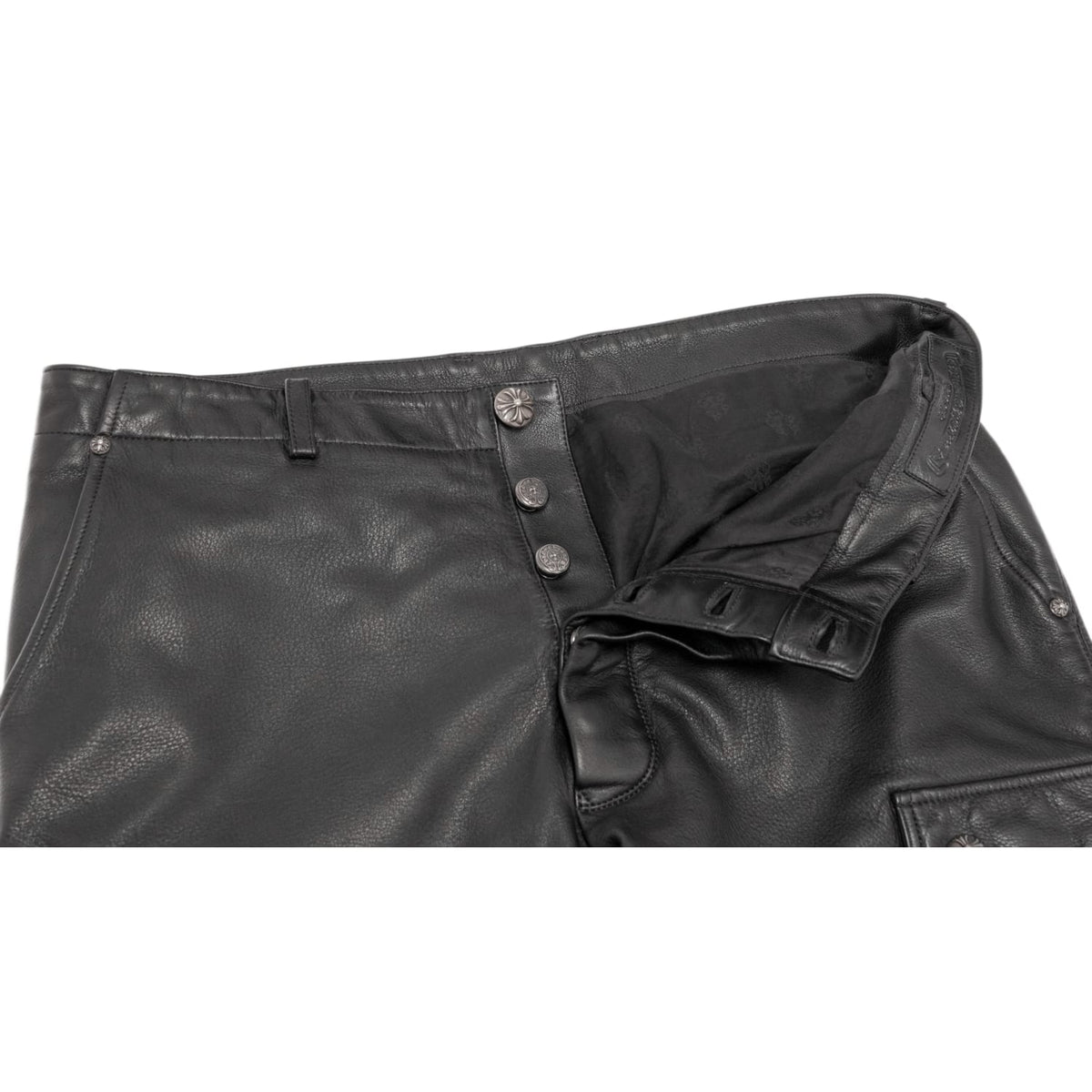 Chrome Hearts 'Devil Dog' Black Leather Cargo Pants