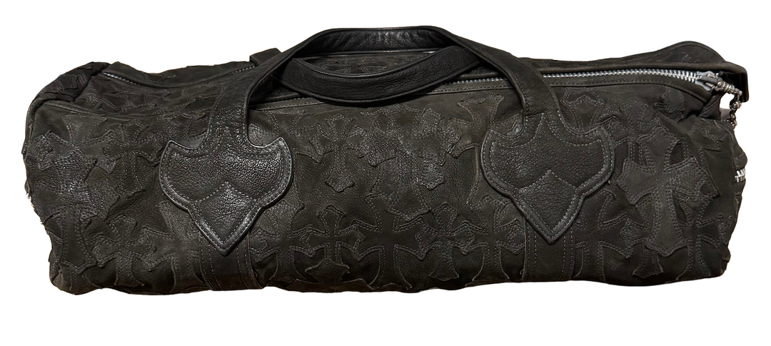 Chrome Hearts 'Flooded' Black Leather Cross Patch Duffle Bag