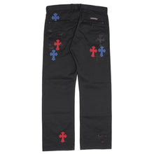 Chrome Hearts 'Black' Red & Blue Leather Cross Patch Chino Pants