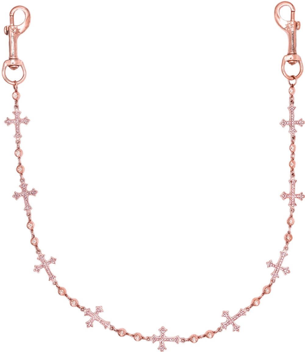 Starchain World 'Pink' Rose Gold Cross Wallet Chain
